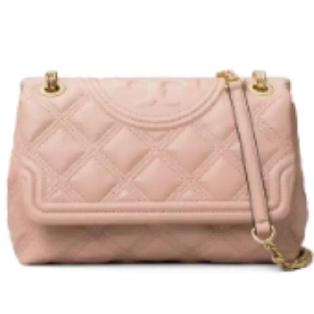 Tory Burch Fleming Soft Quilted Lambskin Leather Shoulder Bag In Pink Moon